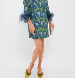 Tuckernuck Blue and Green Floral Long Sleeve Dress